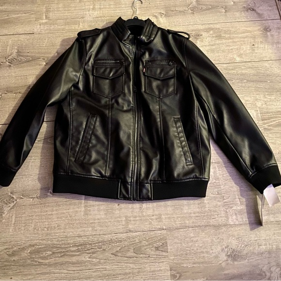 New Men's Levi's® Faux-Leather Sherpa-Lined Aviator Bomber Jacket